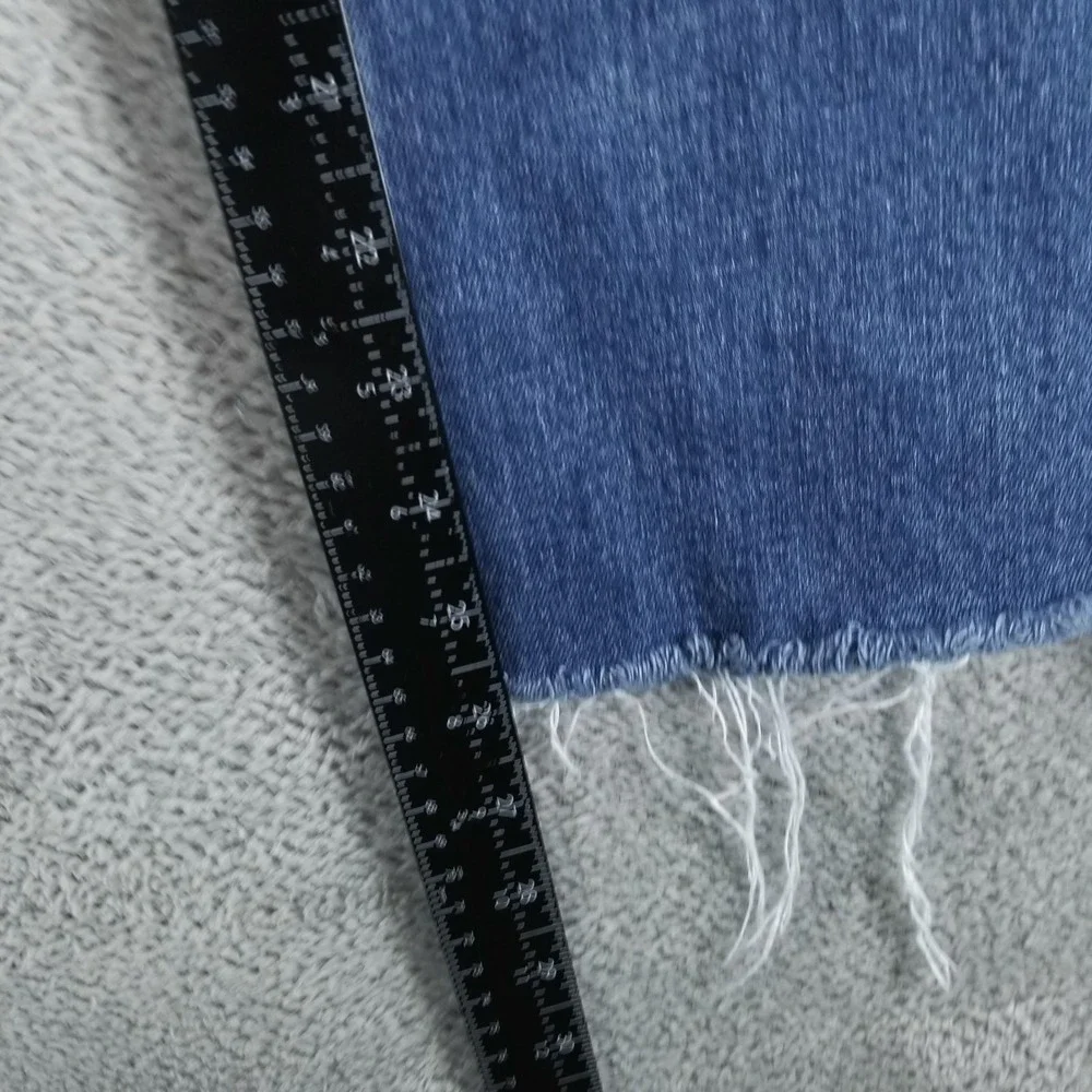 Paige Jeans Womens 30 Blue Colette Crop Flare Mid Rise Raw Fringe Stretch - Picture 8 of 10